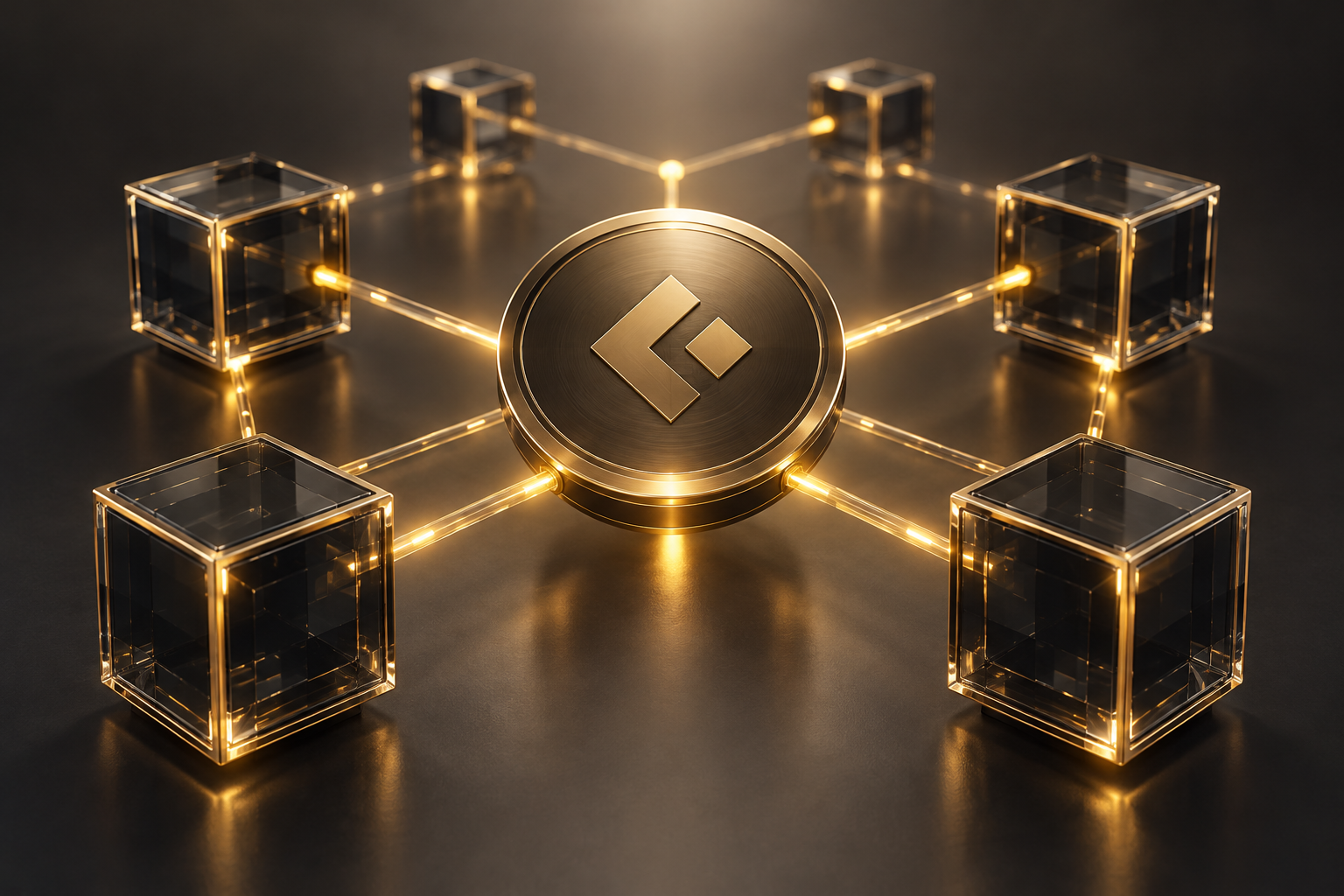 Connected blockchain cubes with a metallic token